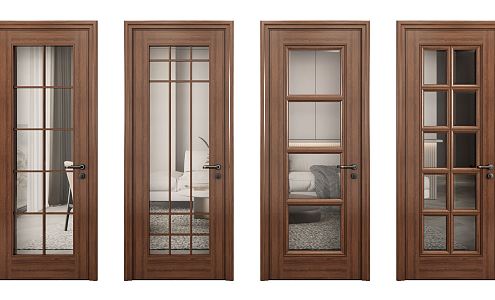 New Chinese Style Flat Door Single Door 3d model