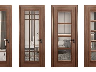 New Chinese Style Flat Door Single Door 3d model