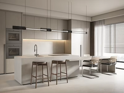 Modern Kitchen Open Kitchen Bar Area 3d model