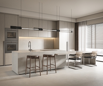 Modern Kitchen Open Kitchen Bar Area 3d model