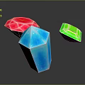 Vibrant Geometric Gemstone Crystals Red Blue Green with Polished Faceted Surfaces