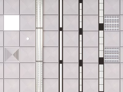 Modern Ceiling Design with Geometric Panels Sleek Lines and Grid Patterns 3d model