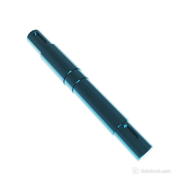 Blue Cylindrical Metal Component With Grooved Sections And Smooth Surface 3d model 
