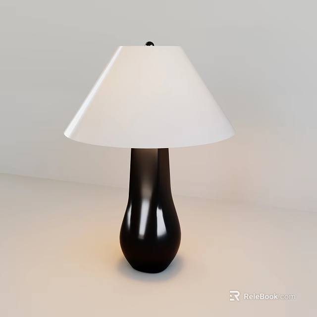 Modern Table Lamp With Black Base And White Shade For Home Lighting 3d model