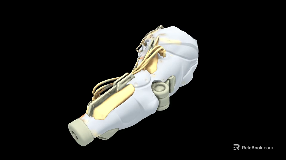 White and Gold Modern Industrial Equipment With Mechanical Components Pipes and Connections 3d model 