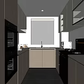 Modern Kitchen Interior With Light Cabinets Large Window Blinds And Built In Appliances 3d model