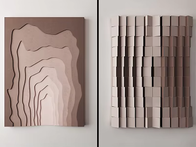 Modern 3D Layered Wall Decor With Brown Abstract And Geometric Textured Panels 3d model