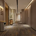 Modern Luxury Hotel Corridor With Warm Ambient Lighting Stylish Patterned Carpet And Exquisite Interior Design