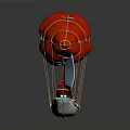 Red Balloon Like Spacecraft With Boat Structure For Cosmic Exploration Mission