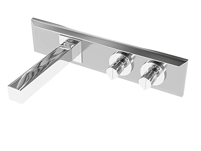 Sleek Modern Chrome Faucet Featuring Dual Knobs And Long Handle Design 3d model
