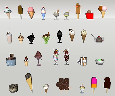 Modern Ice Cream Food Drink Ice Cream Dessert Cone Sundae Smoothie 3d model