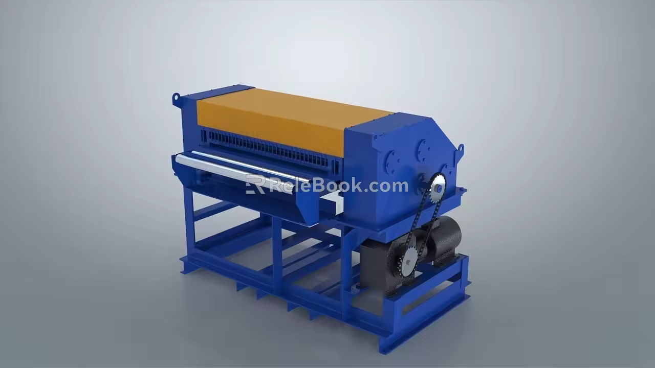 Fully automatic rubber cutting machine equipment machinery motor factory digital 3d model