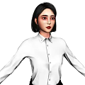 Woman in Black Suit and White Shirt Standing With Arms Outstretched