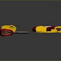 Traditional Japanese Sword With Red Scabbard Blue Blade And Yellow Accessories