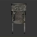 Rustic Wooden Beehive Structure With Sloped Tile Roof Woven Body And Four Legs
