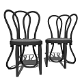 Modern Leisure Chairs With Curved Black Metal Frame And Gray Padded Seat