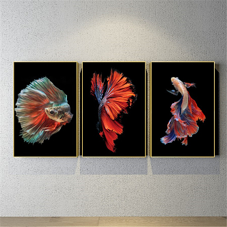 New Chinese Animal Painting Red Living Room Animal Fish Decorative Painting 3d model