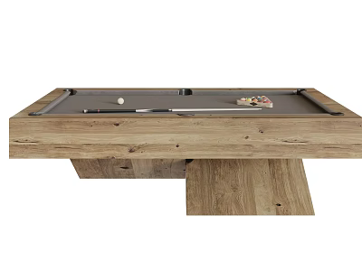 Wooden Billiard Table With Pool Balls And Cue For Home Entertainment Use 3d model