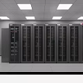 Data Center With Rows Of Server Racks White Ceiling And Bright Lighting 3d model