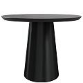 Black Round Side Table With Smooth Top And Conical Base 3d model