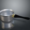 Shiny Silver Metal Cooking Pot With Black Handle For Household Kitchen Use