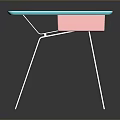 Modern Blue Desk With Metal Legs And Green Red Functional Design Sections