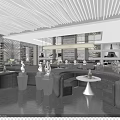 Modern Bar Interior Design With Gray Sofas Round Tables And Ambient Lighting