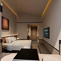 Modern Hotel Guest Room Interior With Comfortable Bed And Flat Screen TV