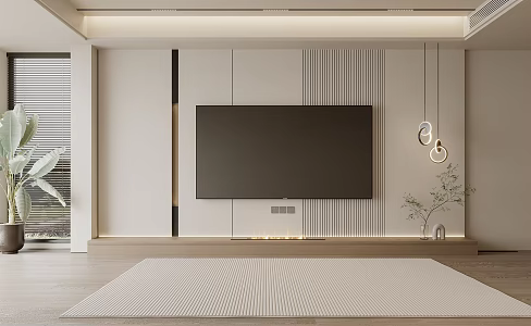 Living room TV background wall 3d model