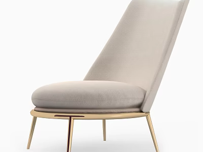 Modern Light Gray Upholstered Accent Chair With Gold Metal Legs And Comfortable Design 3d model
