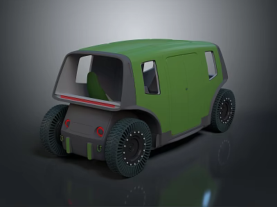 Green Small Vehicle With Modern Design And Large Off Road Wheels 3d model