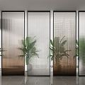 Modern partition glass screen combination 3d model