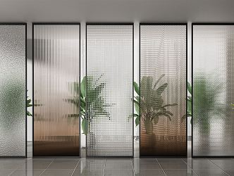 Modern partition glass screen combination 3d model