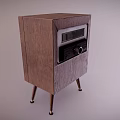Vintage Television With Wooden Case Woven Panel Retro Design And Stand Legs