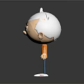 Frowning Cartoon Character With White Hair Orange Shirt Blue Pants White Shoes On Gray Background