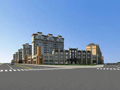 Modern Commercial Street Residential Commercial 3d model
