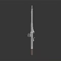 Modern Silver Tactical Firearm With Green Cylinder And Brown Grip Design