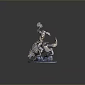 Collectible Decorative Warrior Figurine With Wolf Mount And Metallic Design Base