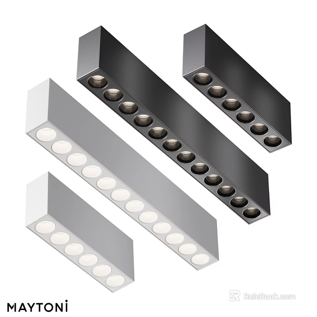 Modern Long Strip Ceiling Lights With Sleek Design And Multiple Bulbs 3d model 
