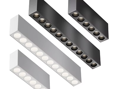 Modern Long Strip Ceiling Lights With Sleek Design And Multiple Bulbs 3d model