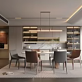 Modern Restaurant Interior With Open Layout Dining Table Chairs And Pendant Lights