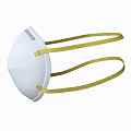 White Protective Face Mask With Yellow Elastic Straps And Comfortable Design 3d model