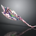 Fantasy Decorative Axe Weapon With Pink White Purple Green Colorful Patterns And Intricate Spiked Designs