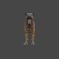 Prehistoric Animal Model With Open Mouth Sharp Teeth Brown Fur And Blue Eyes