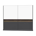 Elegant Modern Chest of Drawers With Double Doors Wood Grain Metal Strips And Open Shelves