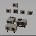 Multiple Electronic Appliances Air Conditioner Outdoor Units With Various Sizes And Designs