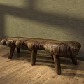Wooden Public Bench With Natural Texture And Sturdy Legs On Wooden Floor