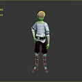 3D Animated Character With White Top Black Pants And Brown Boots Standing In Gray Background