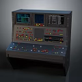 Industrial Control Console With Detailed Buttons Indicators Screens And Meters