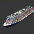 Elegant Modern Cruise Ship With Multiple Decks Red Accents And Amenities